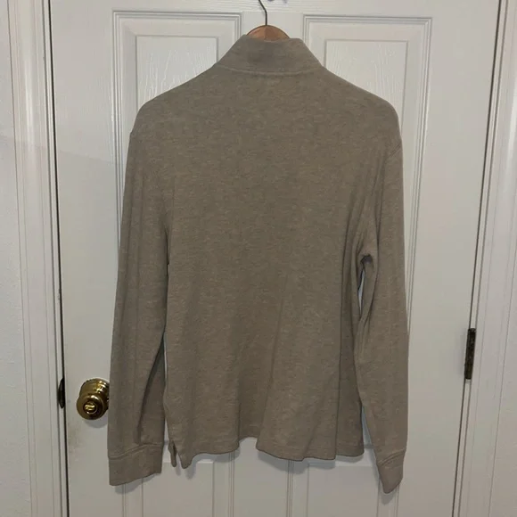 Ralph Lauren Quarter Zip Maroon Red Iconic RL Logo Medium Estate Rib Tan Crème